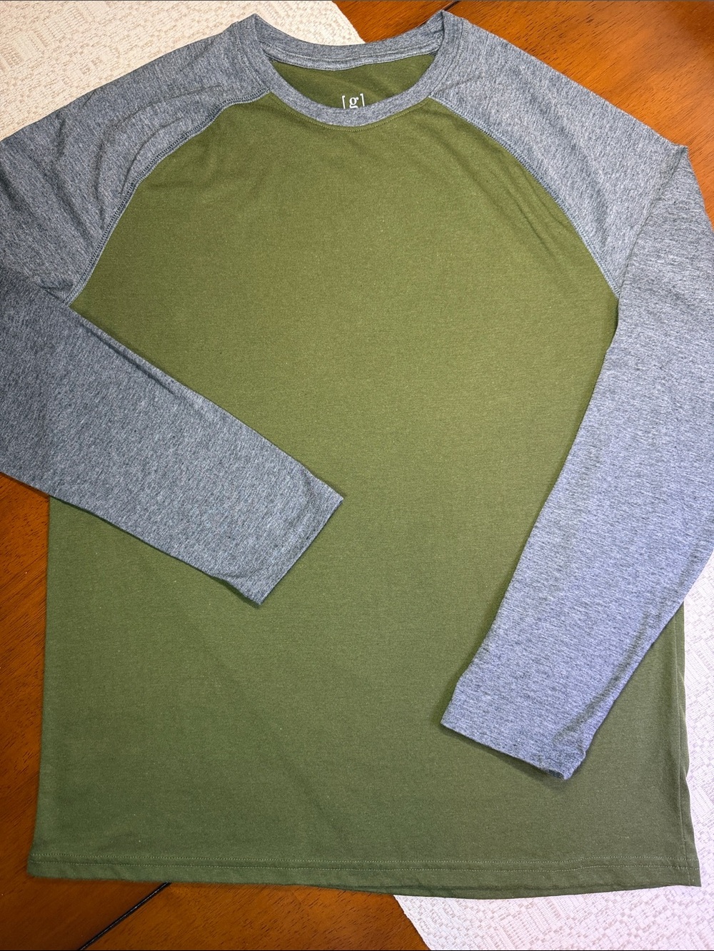 Olive Green & Heather Gray Long Sleeve Raglan Tee